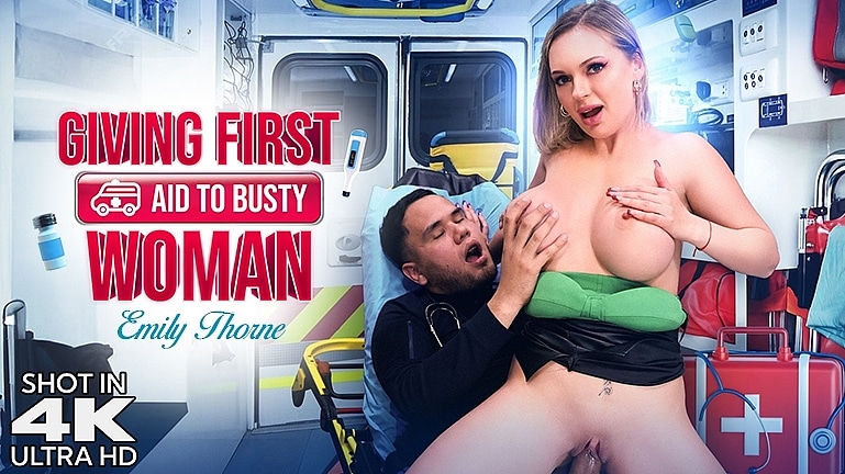 Giving first aid to busty woman . Emily Thorne